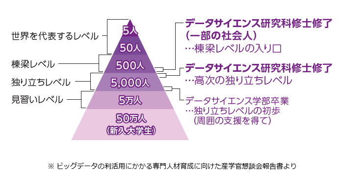 DS教育のレベルピラミッドと滋賀大の育成人材レベル